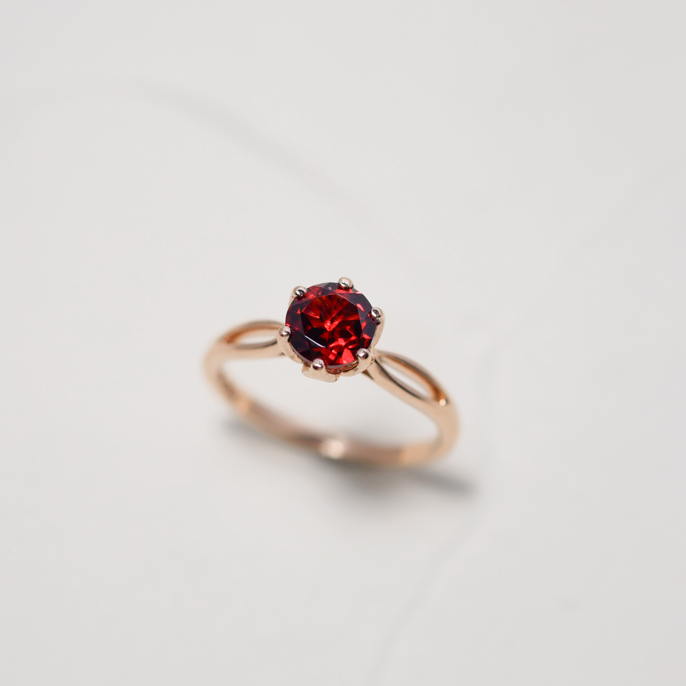 Garnet Solitaire Ring