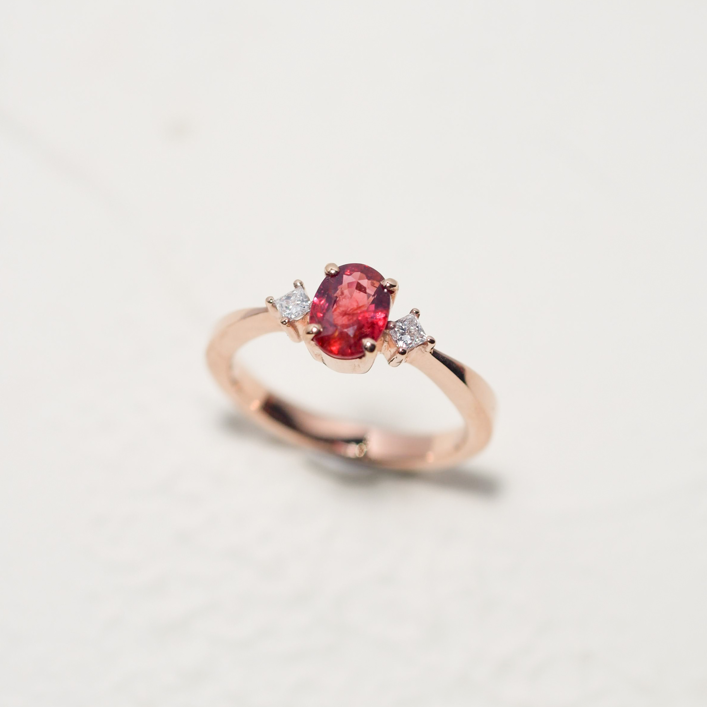 Ruby with Princess Cut Diamonds Ring