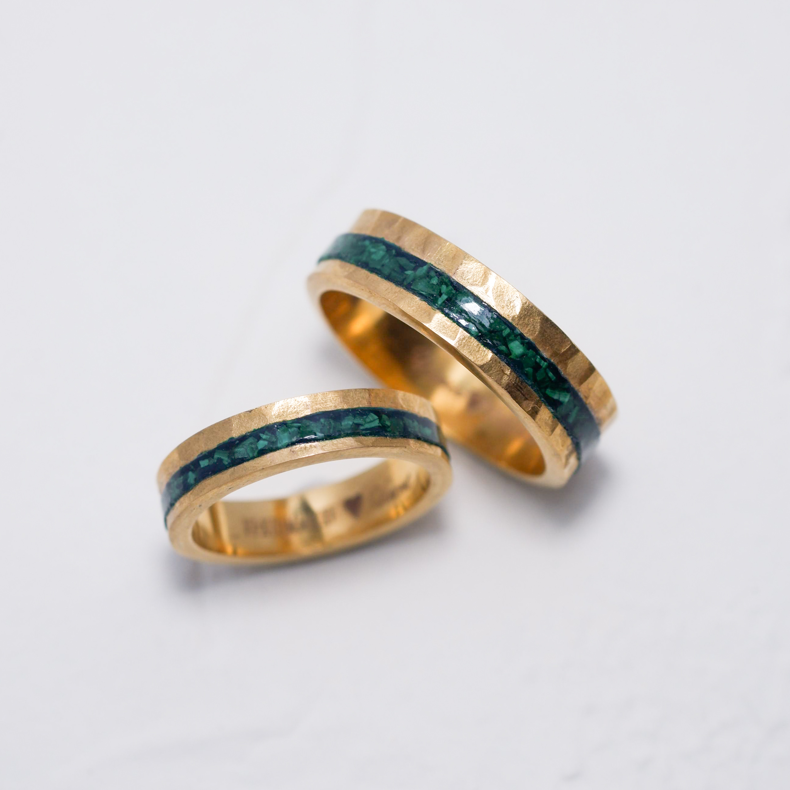 Malachite Inlay Wedding Bands